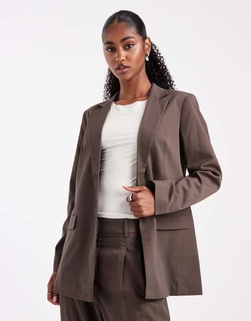 Vero Moda - Blazer slim color cioccolato in coordinato