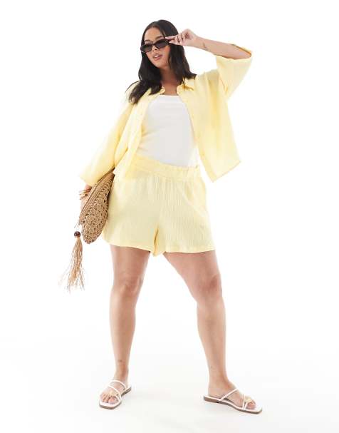 Vero Moda – Blekgult, texturerat set med skjorta och shorts - view 1