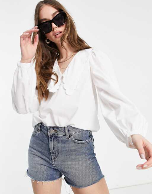 Vero Moda - Blouse à manches bouffantes et col fantaisie - Blanc, 4 de 4