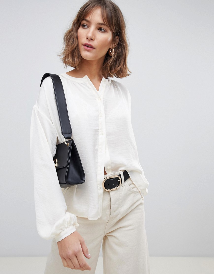 Vero Moda - blouse met knoopsluiting en lange mouwen-wit