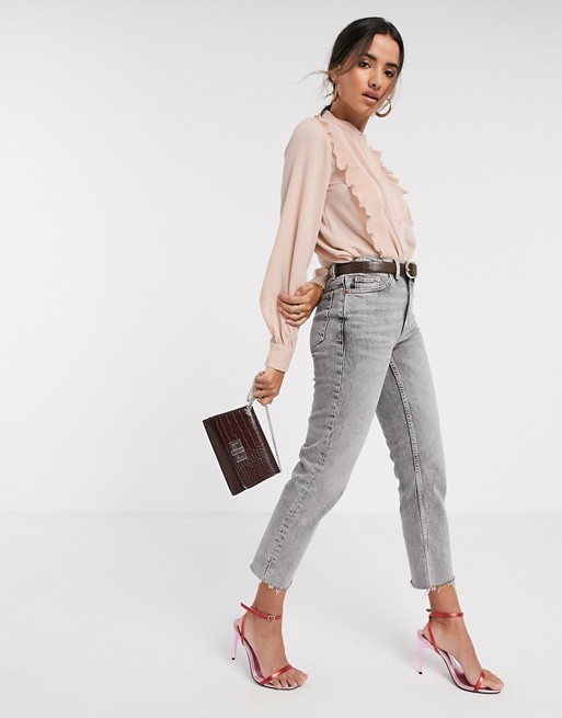 Vero Moda blouse with pleat front in pink