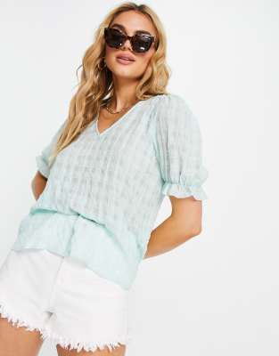 Blusa a con scollo a V verde menta - Vero Moda Camicia donna  - immagine2