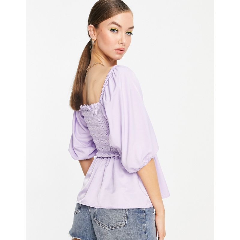 Top VoKgD Vero Moda - Blusa lilla con dettagli increspati e maniche voluminose