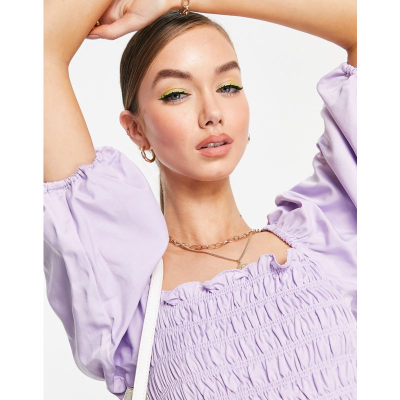 Top VoKgD Vero Moda - Blusa lilla con dettagli increspati e maniche voluminose