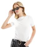 Vero Moda boat neck fitted t-shirt in white