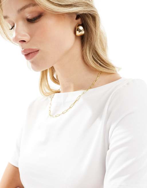 Vero Moda boat neck fitted t-shirt in white, 2 of 4