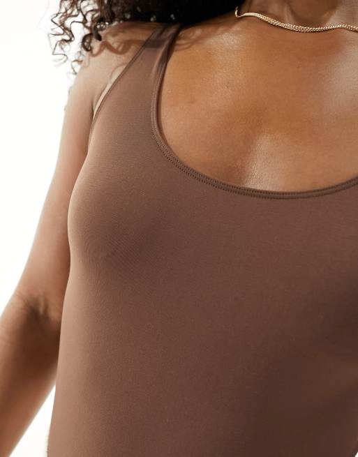 Vero Moda - Body coup string sans coutures avec encolure dégagée - Marron grain de café, 3 de 4