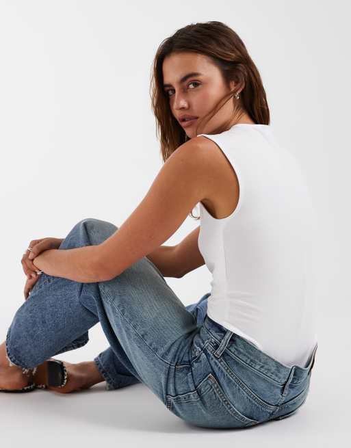 Vero Moda - Body senza maniche in jersey bianco senza cuciture, 2 di 4