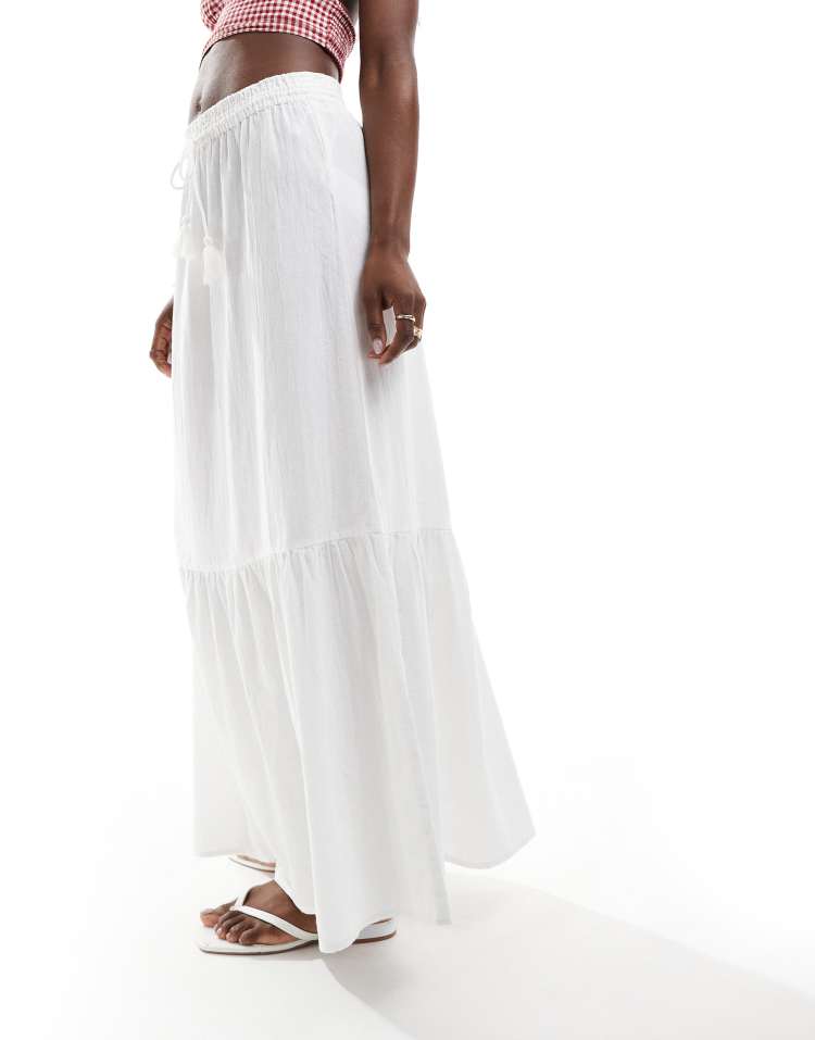 boho maxi skirt in white