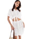 [Vero Moda] Vero Moda boho tiered mini skirt in white L Snow White