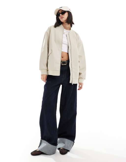 Vero Moda - Bomber en imitation cuir - Taupe