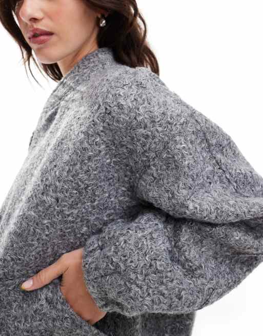 Vero Moda - Bomber extra largo testurizzato grigio medio , 3 di 4