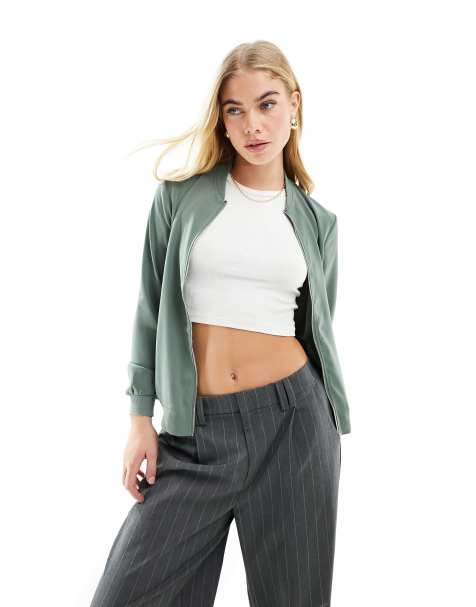 Vero Moda - Bomber léger zippé devant - Vert - view 1