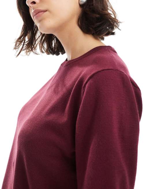 Vero Moda - Bordeaux strikket T-shirt med firkantet pasform, 2 af 4