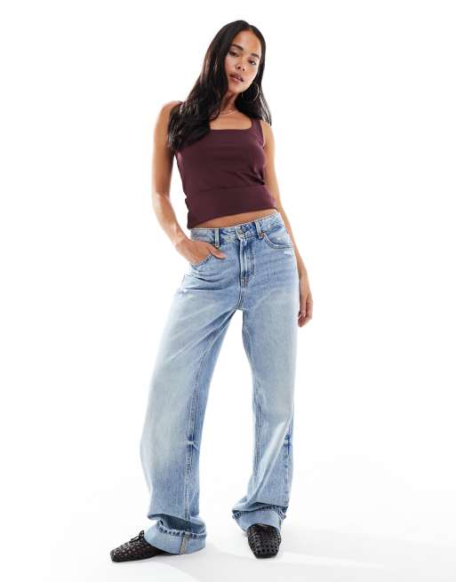 Vero Moda - Bordeaux top i jersey med firkantet hals og 2 anvendelsesmuligheder, 3 af 4
