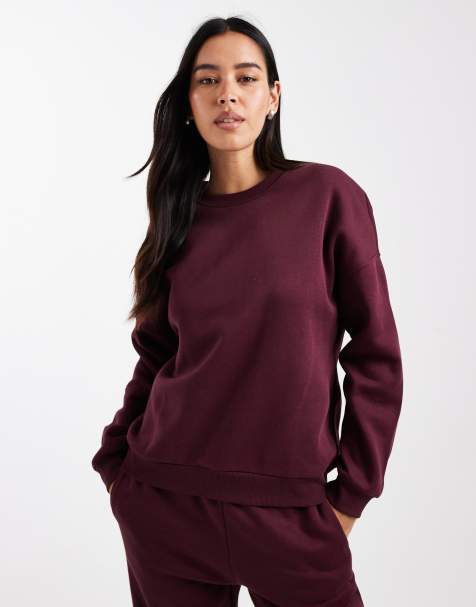 Vero Moda oversized sweatshirt co-ord in burgundy