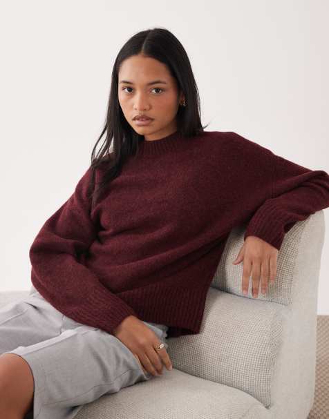 Vero Moda soft o-neck jumper in burgundy