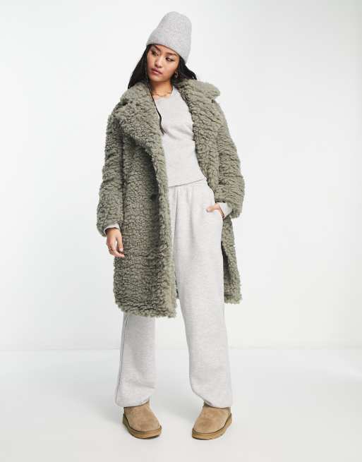 Vero Moda oversized coat in khaki | ASOS