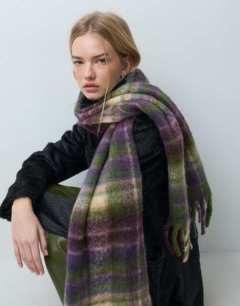 Vero Moda Bouclé-Schal in Sphagnumgrün kariert - view 1