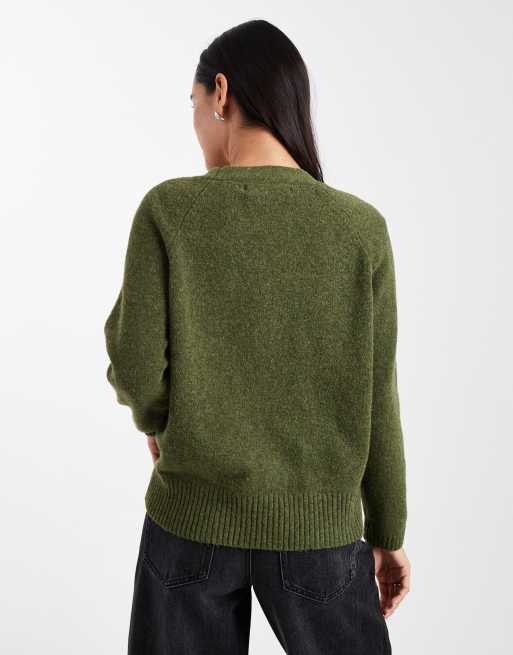 Vero Moda boxy knitted cardigan with pockets in cypress green, 4 of 4