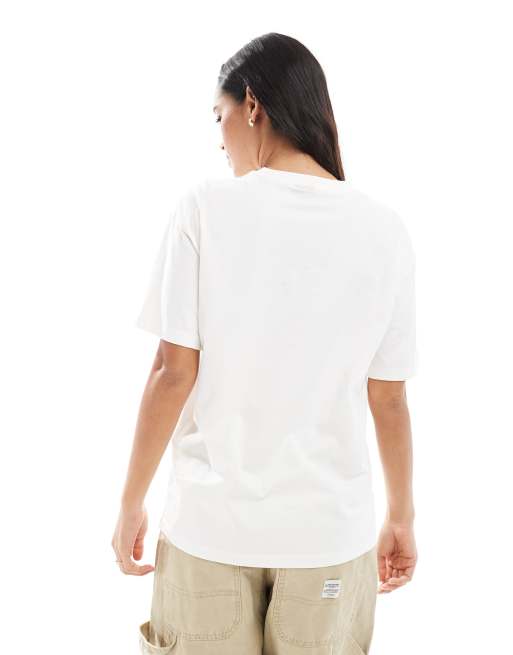 Vero Moda boxy t-shirt with Bon Voyage embroidery in white