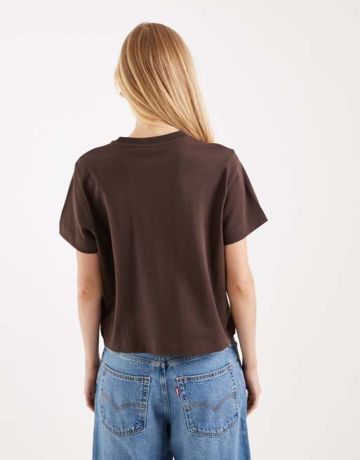 Vero Moda boxy tee with smile face graphic in brown, 4 of 4
