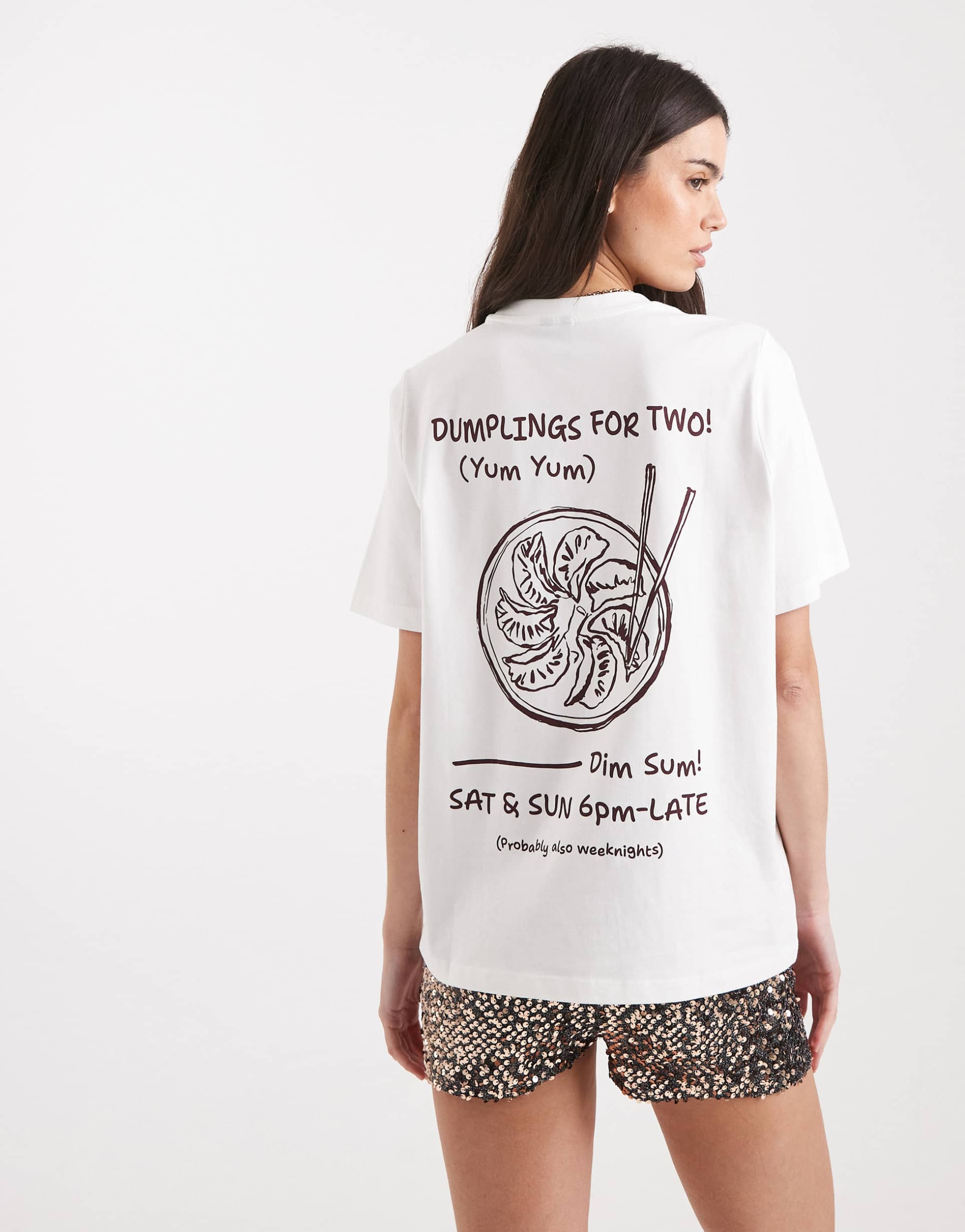 vero moda boyfriend fit dim sum graphic tee in white