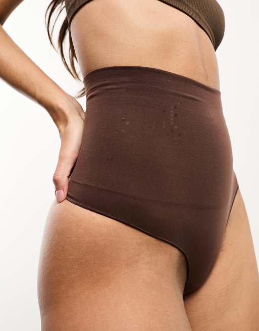 Vero Moda – Brązowe bezszwowe stringi z podwyższonym stanem, 2 z 4
