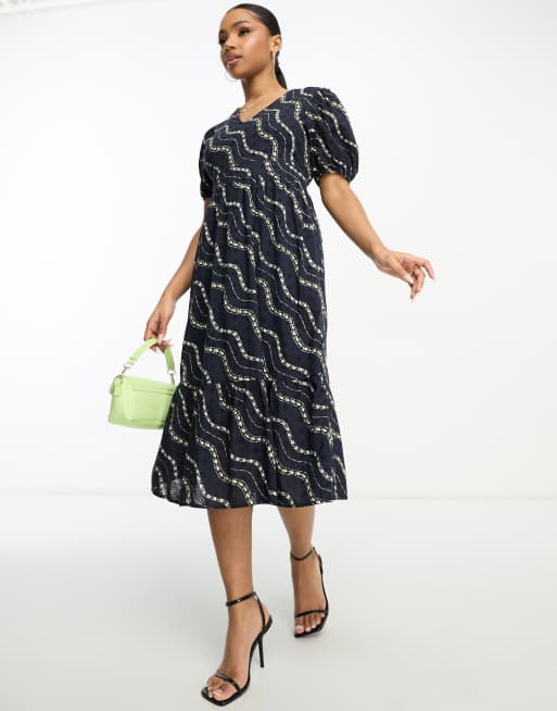 Austin polka dot print angel sleeve midi on sale dress