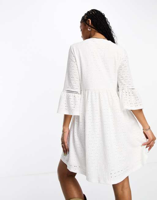 White broderie outlet anglaise smock dress