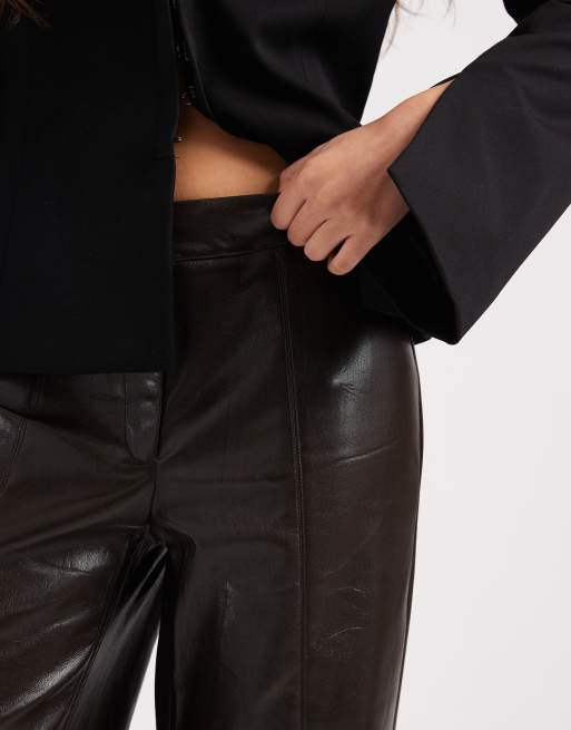 Vero Moda - Broek met rechte pijpen van imitatieleer met stretch in chocoladebruin, 5 van 5