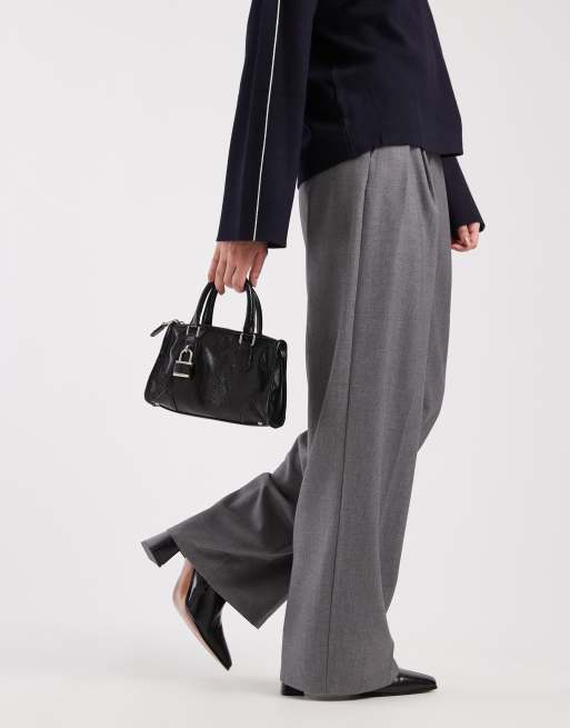Vero Moda - Broek met wijde pijpen en geplooide voorkant in gemêleerd middengrijs, 2 van 5