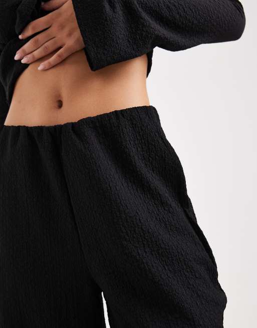 Vero Moda - Broek van jersey met textuur en elastische taille in zwart, deel van co-ord set, 3 van 5