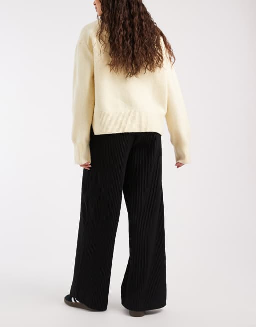 Vero Moda - Broek van plissé met losvallende pijpen in zwart, 3 van 5