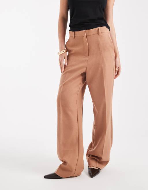 Vero Moda – Bruna, figursydda byxor med vida ben och fiskbensmönster, del av set, 2 av 5