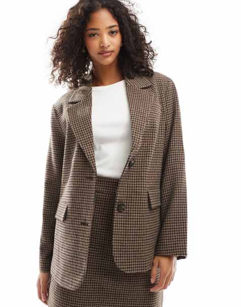 Vero Moda – Brunrutig kavaj i oversize och dad-modell, del av set - view 1