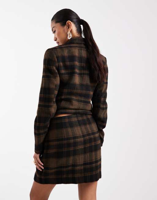 Vero Moda – Brunrutig minikjol i flanell, del av set, 5 av 5