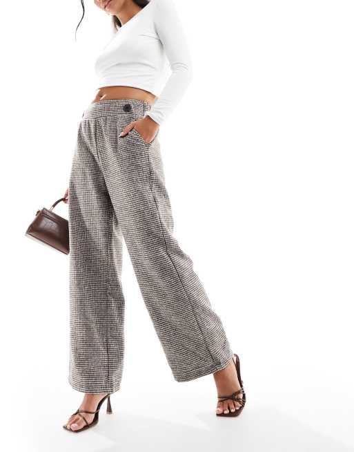 Vero Moda brushed formal wide leg pants in check