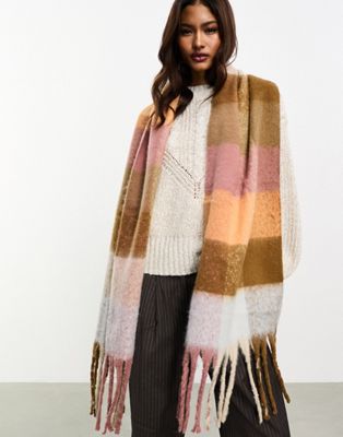 Vero Moda brushed scarf in neutral check