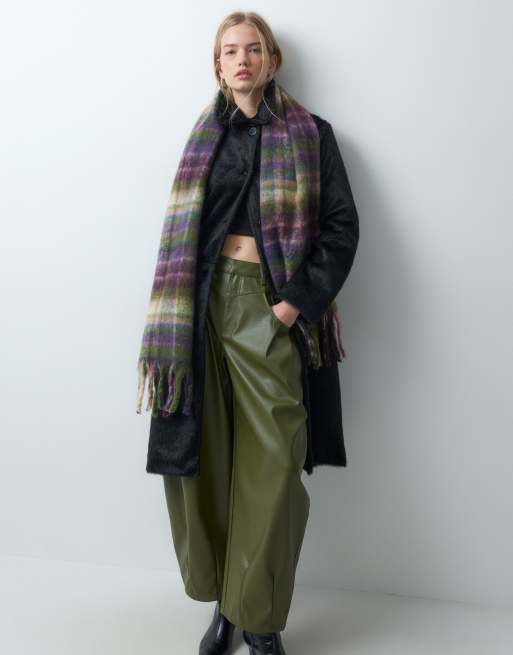 Vero Moda bufanda bouclé a cuadros verde sphagnum, 3 de 5