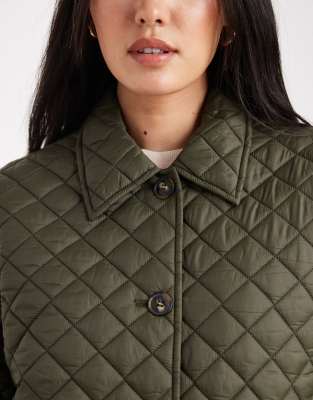 Vero Moda Button Down Quilted Jacket In Green