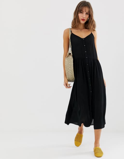 Vero moda button on sale front midi dress