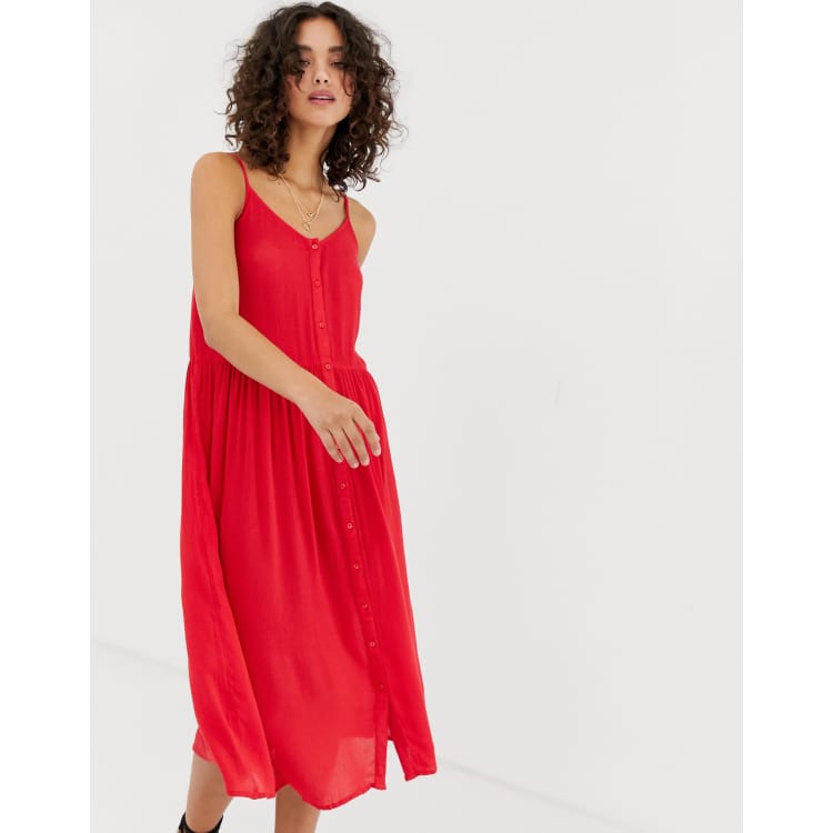 Vero moda button 2025 front midi dress