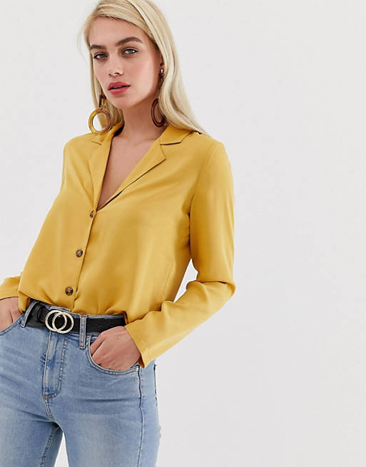 Vero Moda button through blouse in yellow