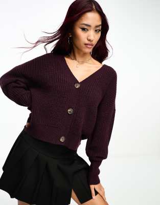 Vero Moda button through cardigan in burgundy red