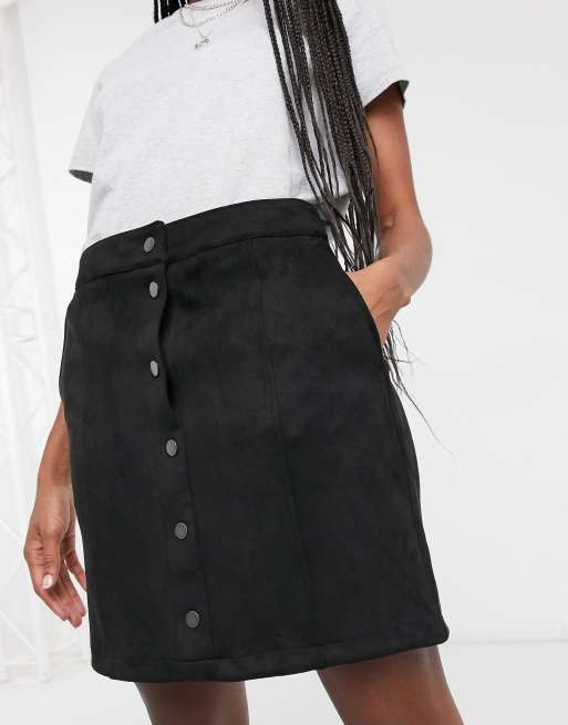 Faux suede button outlet skirt