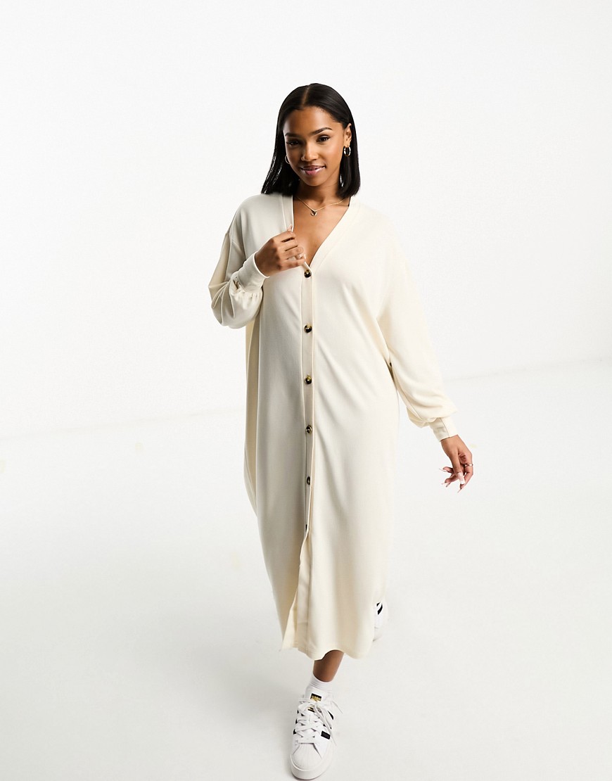 Vero Moda button through maxi cardigan dress in cream-Neutral