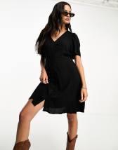 Glamorous collared button down mini dress in black | ASOS