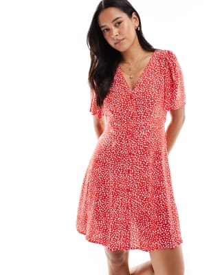 Vero Moda Button Up Mini Skater Dress