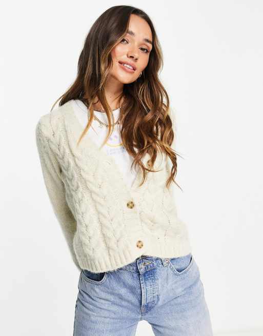 Moda cable knit cardigan cream | ASOS